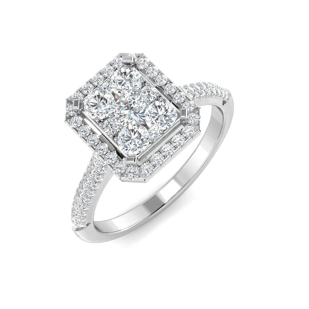 Natural Round Cut Diamond Cluster Engagement Ring - 18k Yellow Gold / 0.50 Carat / Lab-Grown Diamond: the shop's own photo