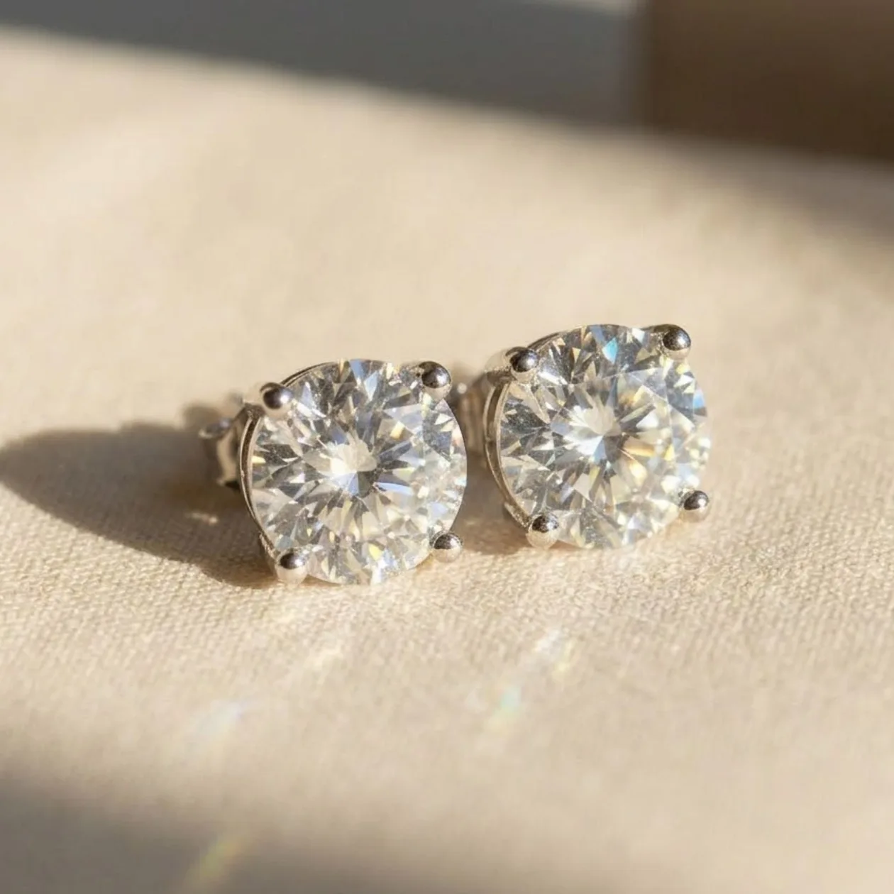 Diamond Moissanite Crystal Sterling Silver Earrings: the shop's own photo