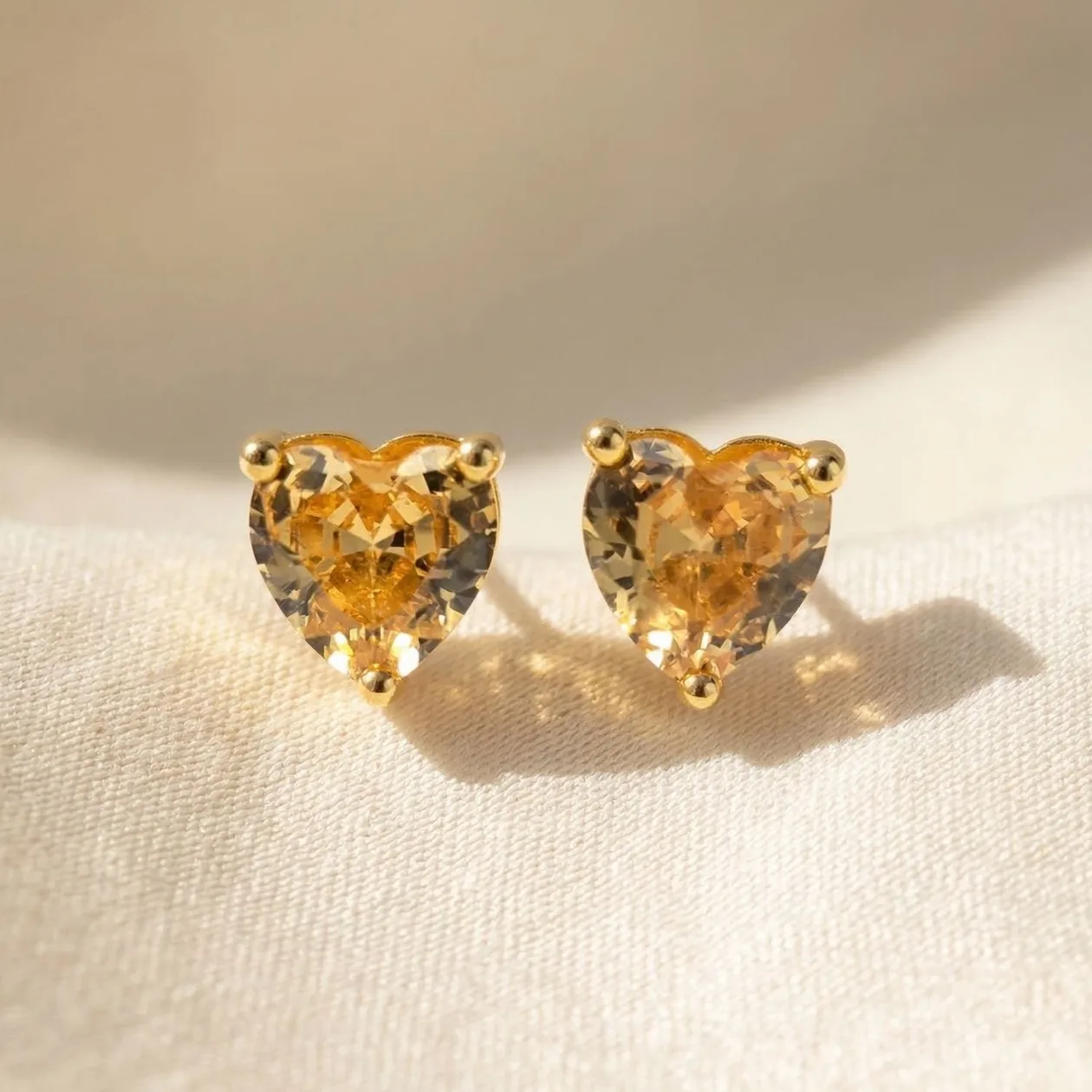 Citrine Heart November Birthstone Stud Earrings: the shop's own photo