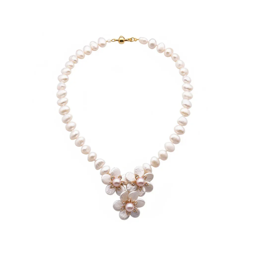 Beaded Baroque Pearl Flowers Jewellery Set: the shop's own photo