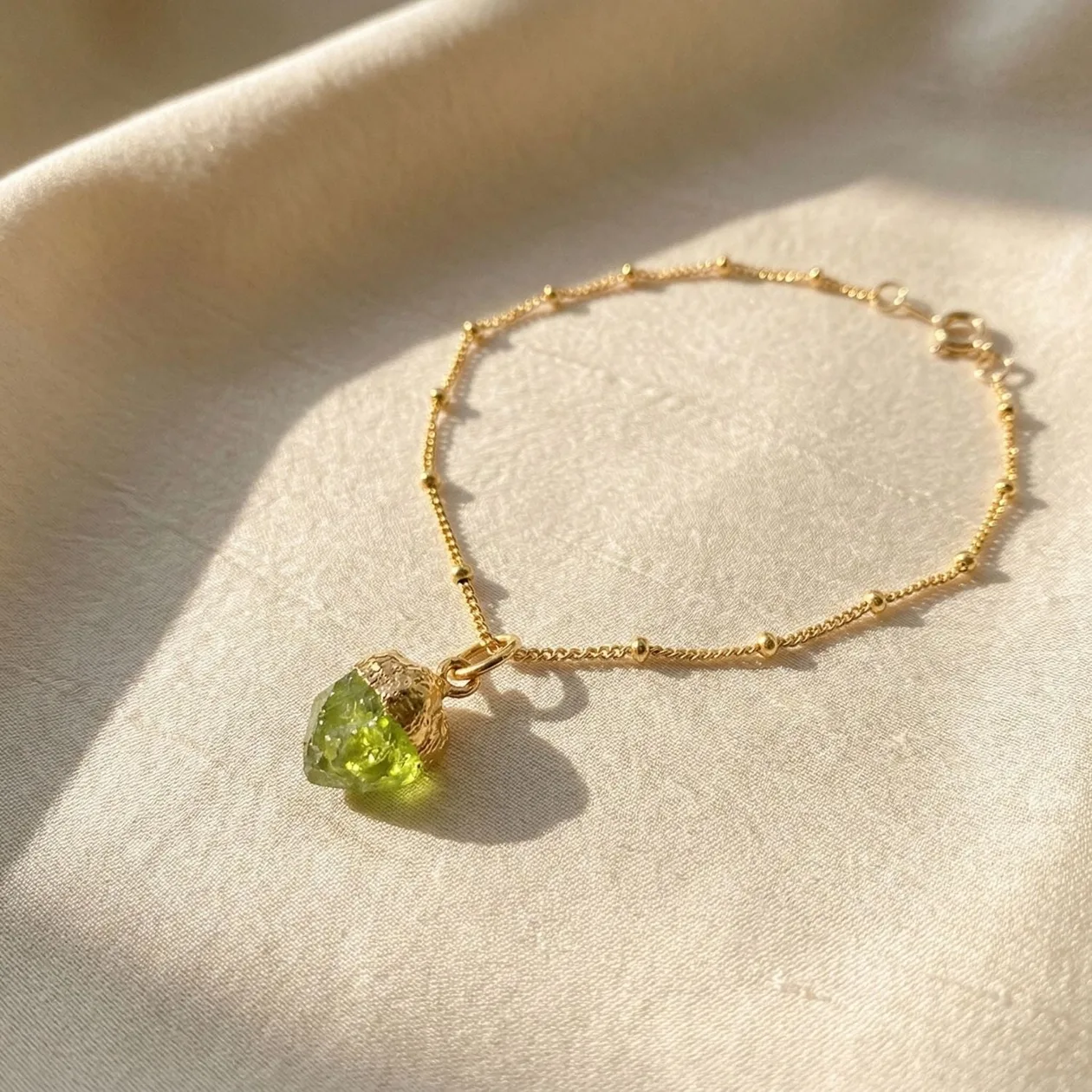 Raw Peridot August Birthstone Satellite Bracelet: the shop's own photo