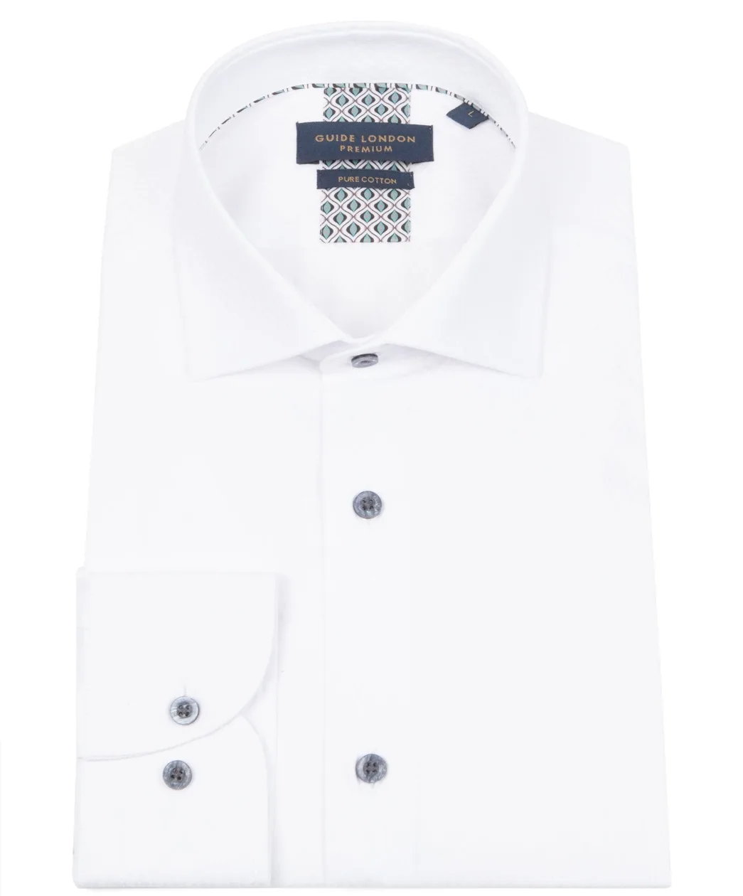 White Long Sleeve Herringbone Textured Shirt: the shop's own photo