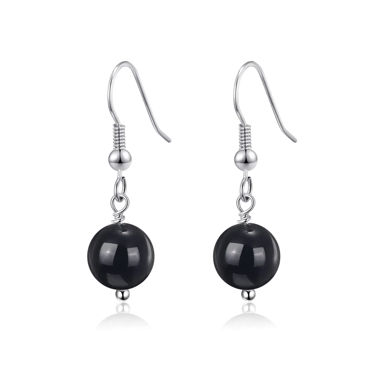 Black Onyx Gemstone Round Drop Earrings: the shop's own photo