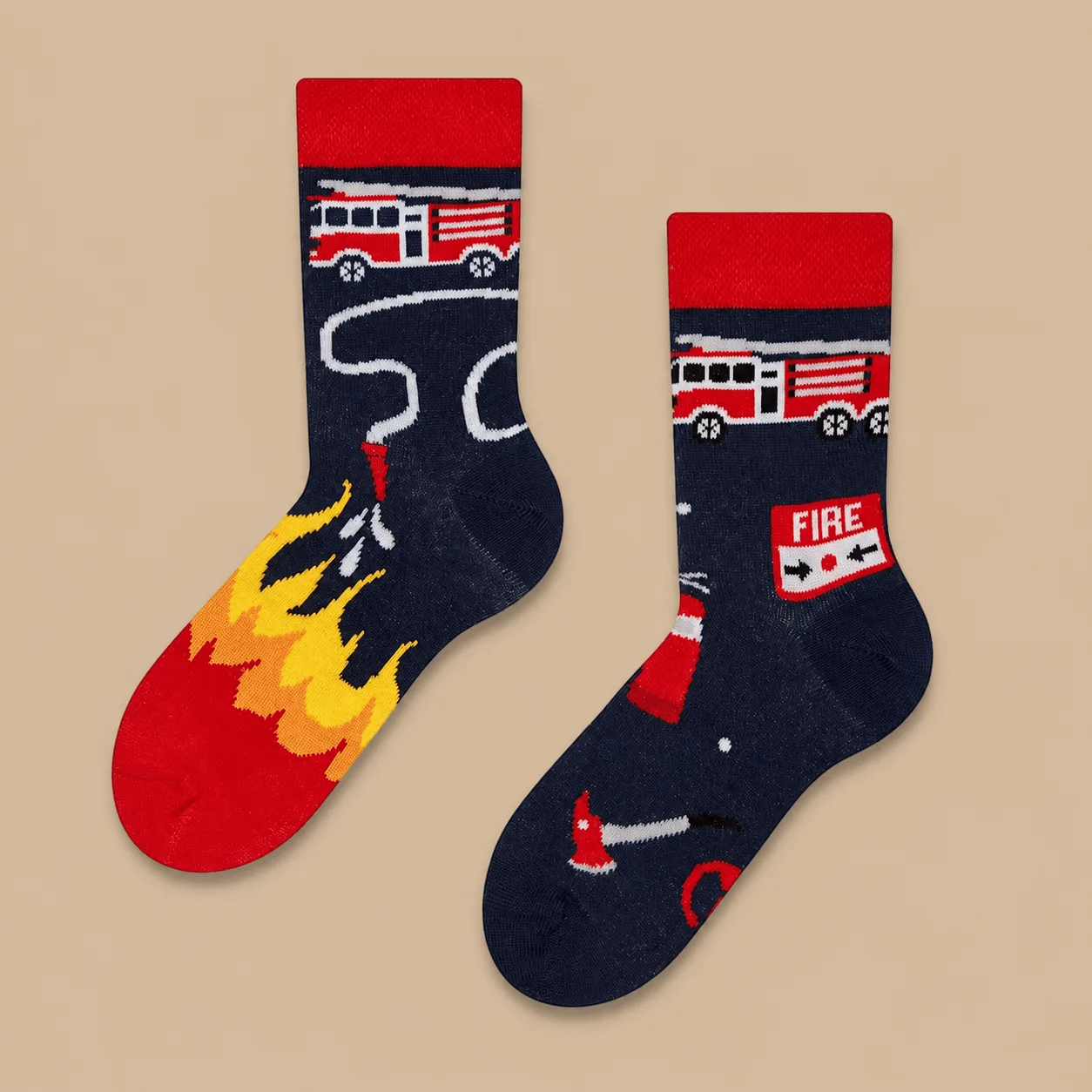 Fireman Mismatched Crew Socks: the shop's own photo