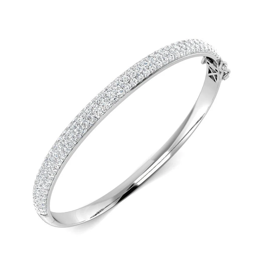 Premium Platinum Natural Diamond Pave Set Hinged Bangle with Secure Lock - 18k Yellow Gold / 3.50 Carat / Lab Grown Diamond: the shop's own photo