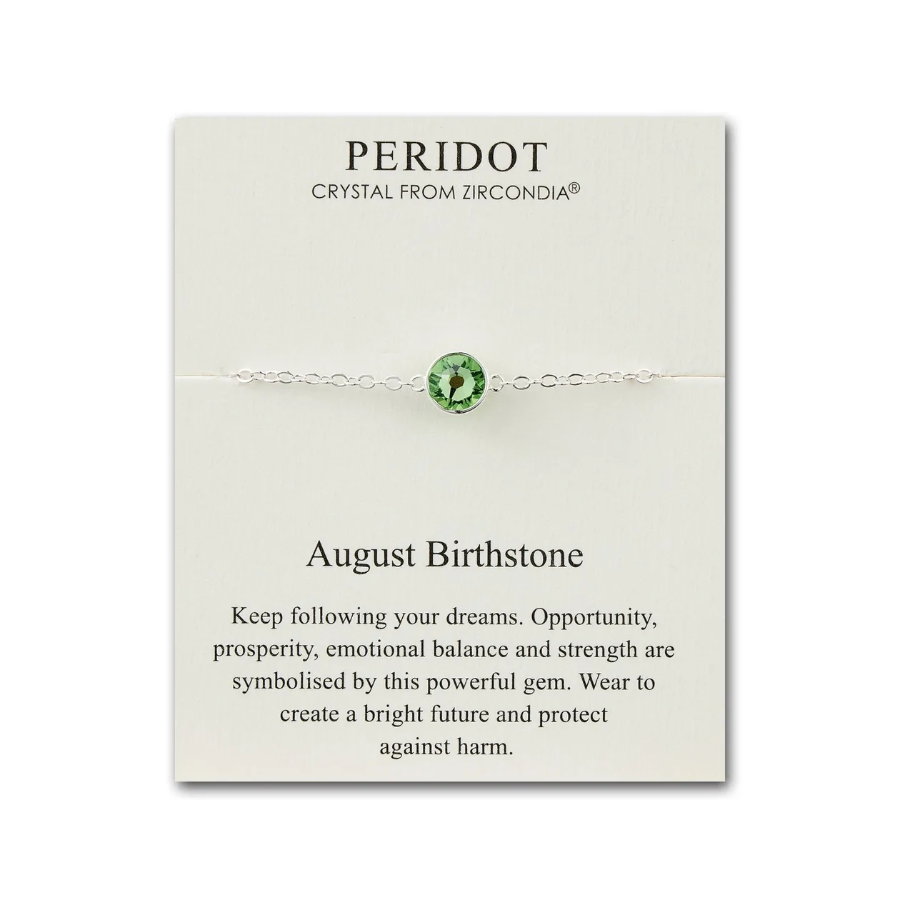 August (Peridot) Birthstone Anklet Created with Zircondia® Crystals: the shop's own photo