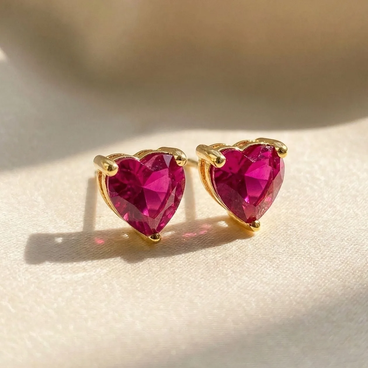 Ruby Heart July Birthstone Stud Earrings: the shop's own photo