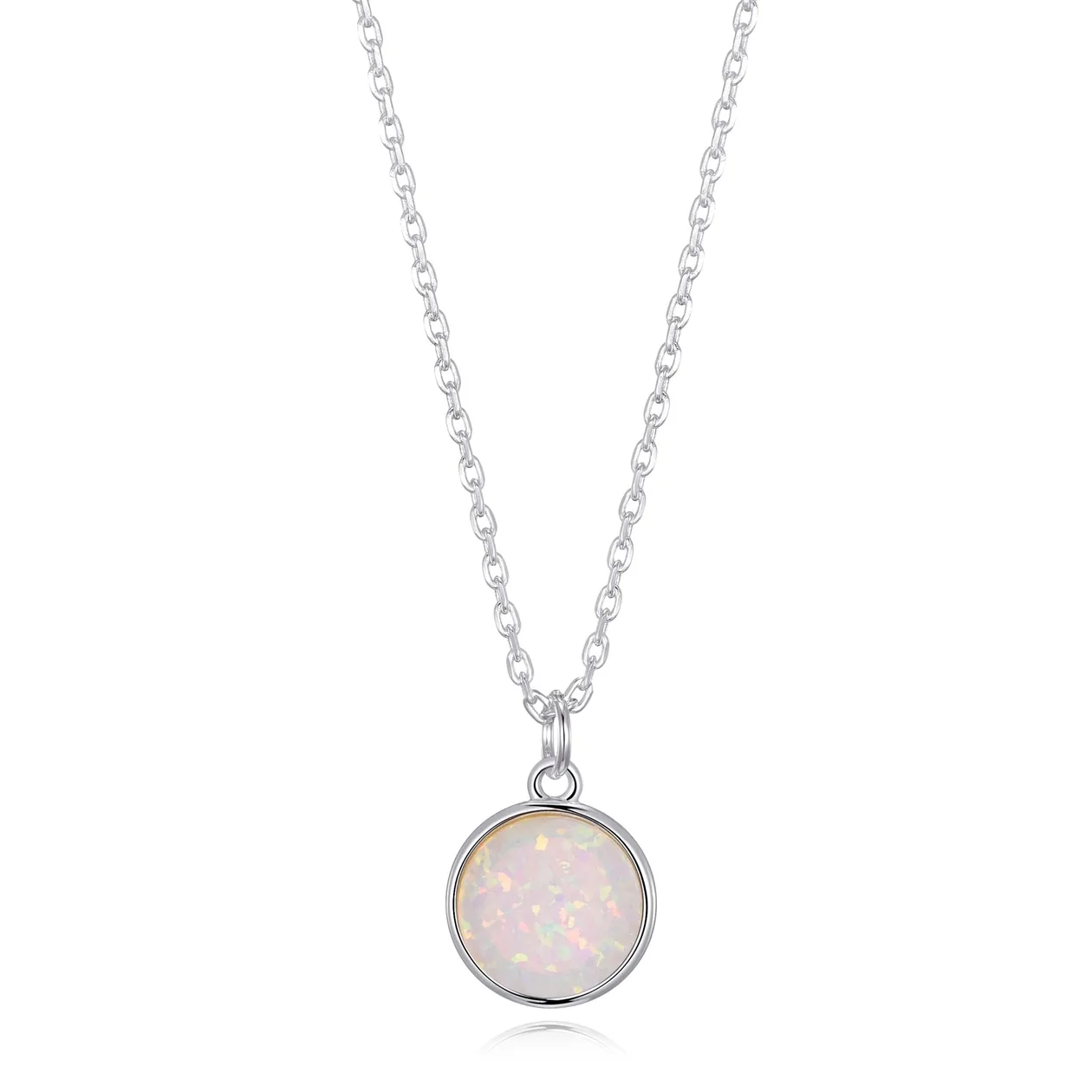 Silver Plated Synthetic White Opal Necklace: the shop's own photo