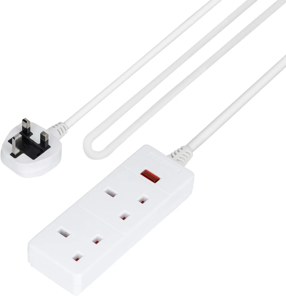 2 Gang Extension Lead, 3M Cable 2-Way Plug Extension Cable: the shop's own photo