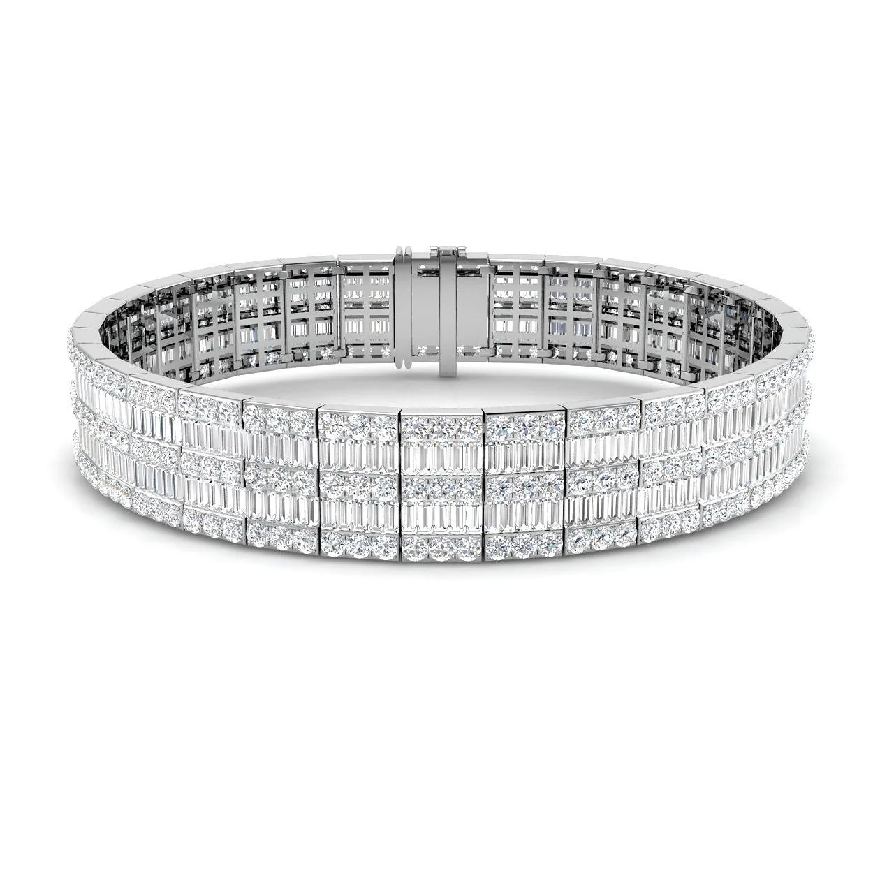 Vintage Bracelet with Multi-Row Baguette & Round Diamond Design in 18K Gold - 9k Yellow Gold / Lab Grown Diamond: the shop's own photo