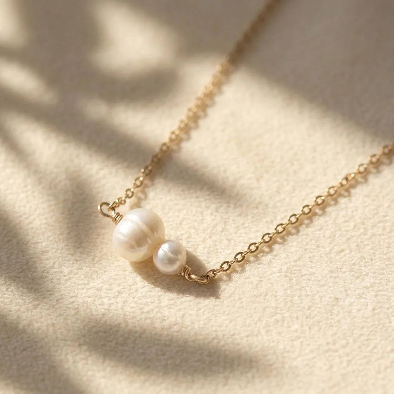 Dainty Two Freshwater Pearls Gold Plated Necklace: the shop's own photo