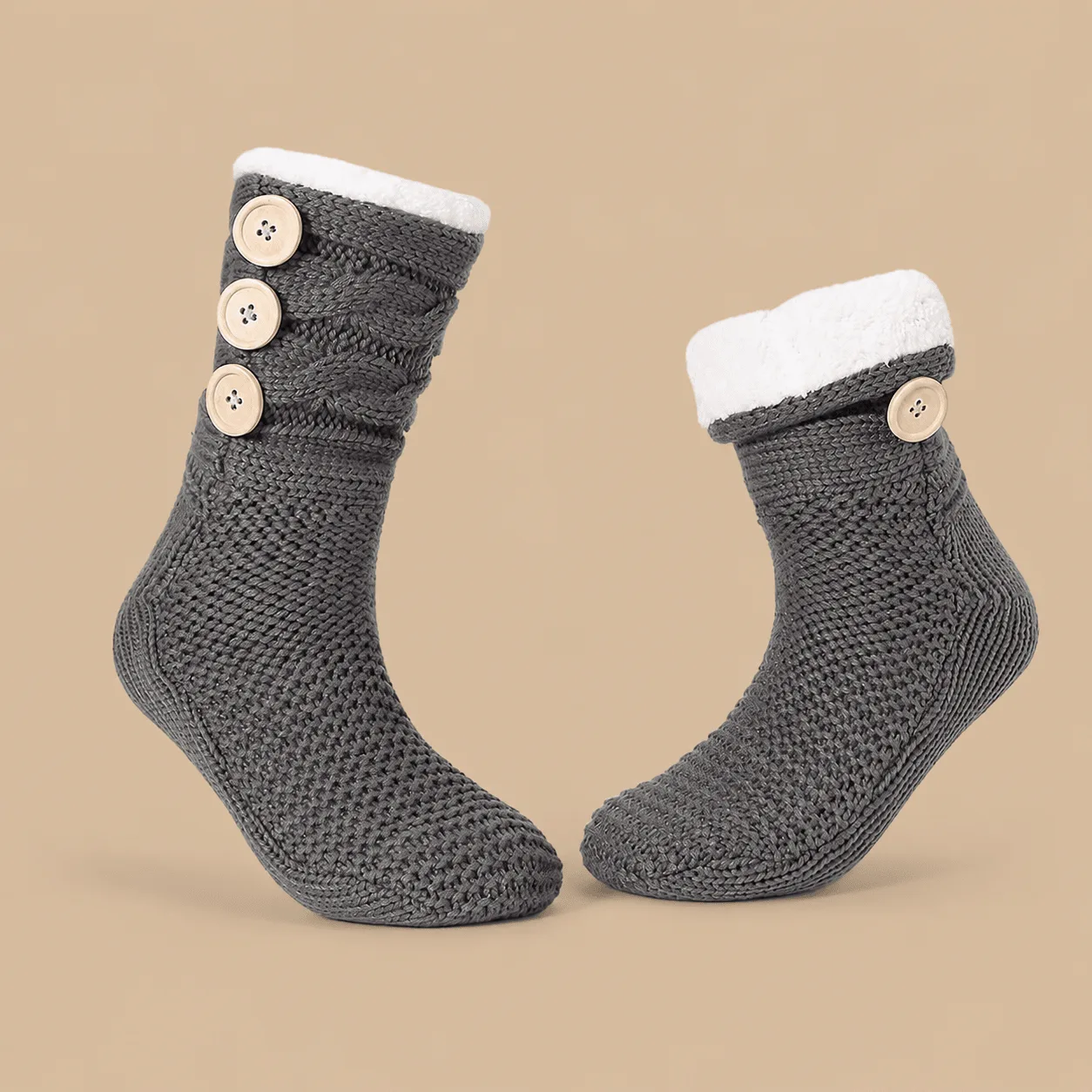 Cozy Winter Slipper Socks - Gray: the shop's own photo