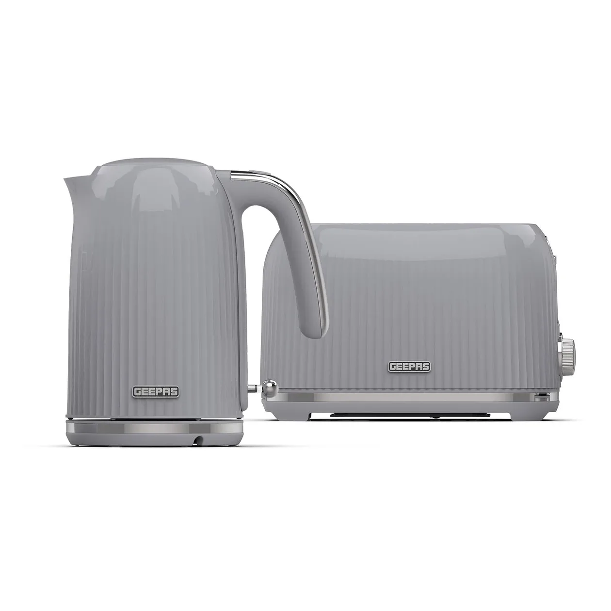 Grey Fluted 2-Slice Bread Toaster & 1.7L Electric Kettle Set: the shop's own photo