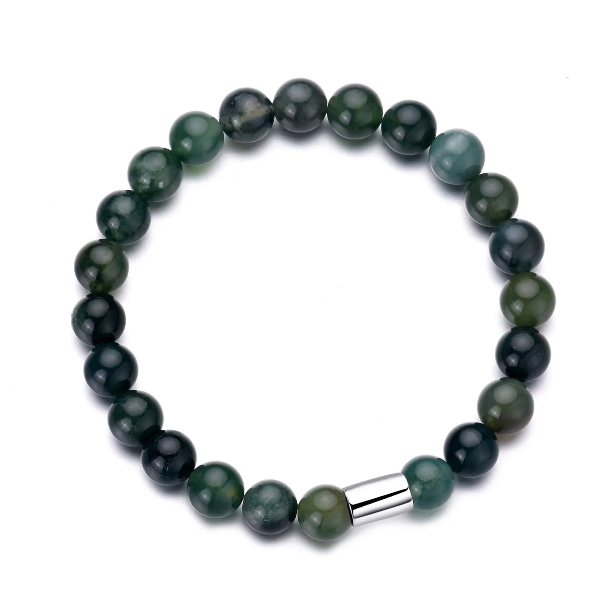 Men's Aquatic Agate Gemstone Stretch Bracelet: the shop's own photo