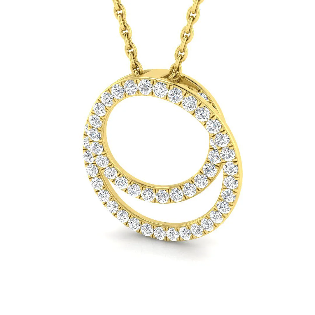 Intertwined Diamond Circle Pendant | Lab-Grown & Natural Diamond - 9k Yellow Gold / Natural Diamond(F/SI) / 0.33 Carat: the shop's own photo