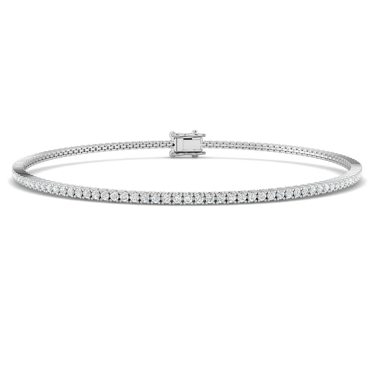 18K White Gold Round Natural Diamond Tennis Bracelet in Prong Set with Box Closure - 9k Yellow Gold / 1.35 Carat / Lab Grown Diamond: the shop's own photo