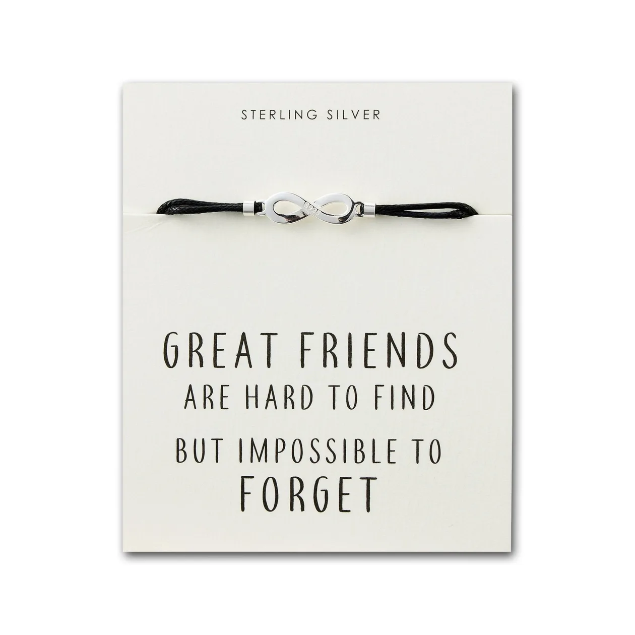 Sterling Silver Friendship Quote Corded Infinity Bracelet: the shop's own photo