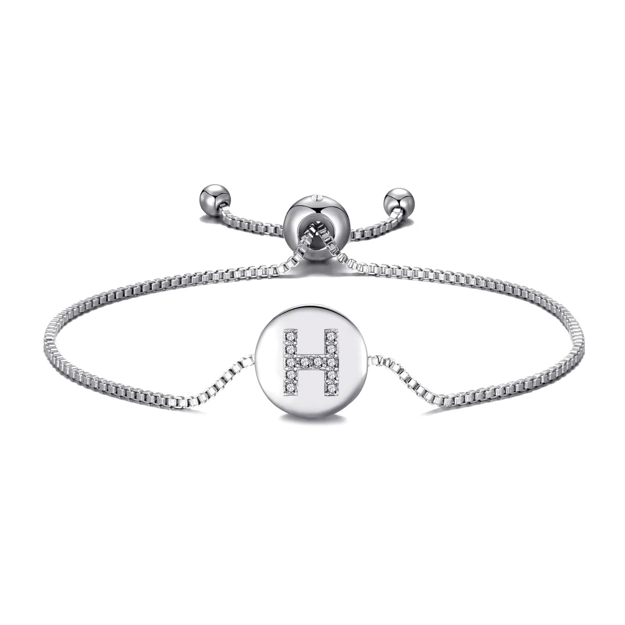 Initial Friendship Slider Bracelet Letter H Created with Zircondia® Crystals: the shop's own photo