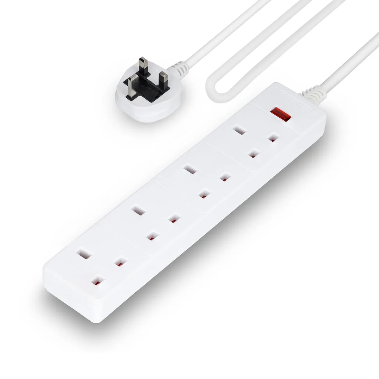 4 Gang Extension Lead 2M Cable Heavy Duty UK Plug White: the shop's own photo