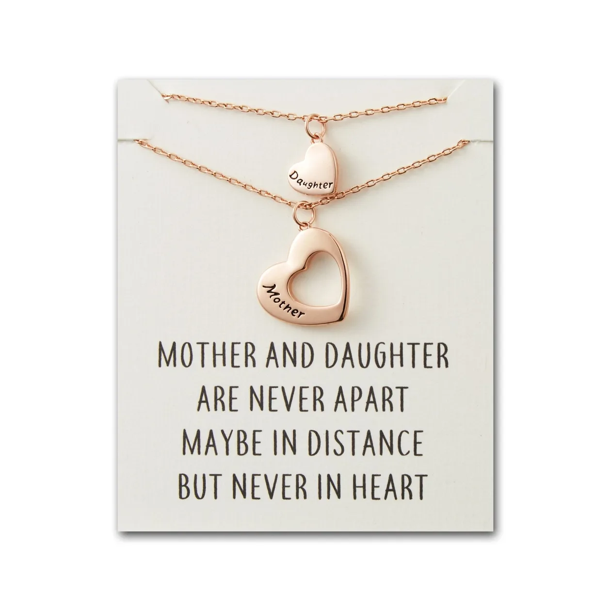 Rose Gold Plated Mother and Daughter Necklace Set with Quote Card: the shop's own photo