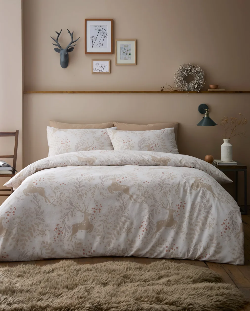 Winter Stags Duvet Cover Set - Natural / King: the shop's own photo