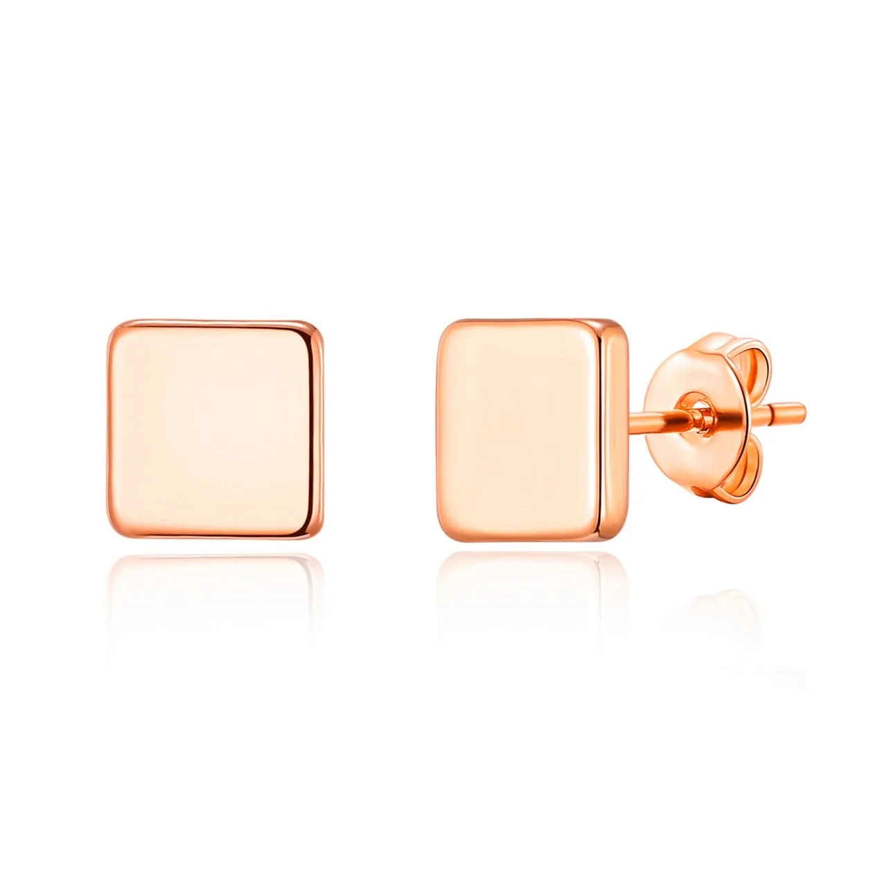 Rose Gold Plated Square Stud Earrings: the shop's own photo