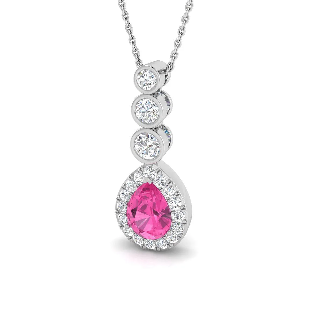 Pink Sapphire Pendant 1.75ct Gold Necklace (Without Chain) - 950 Platinum / Lab Grown Diamond (D/VVS) / 1.75 Carat: the shop's own photo