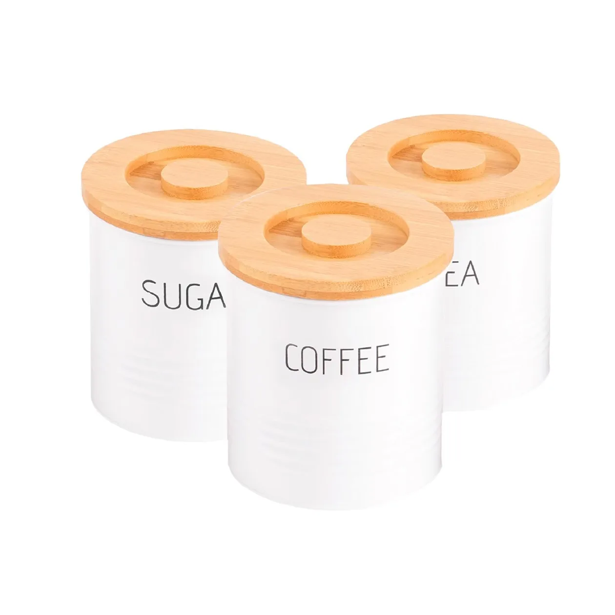 White 3-Piece Tea, Coffee Sugar Storage Container Jars: the shop's own photo