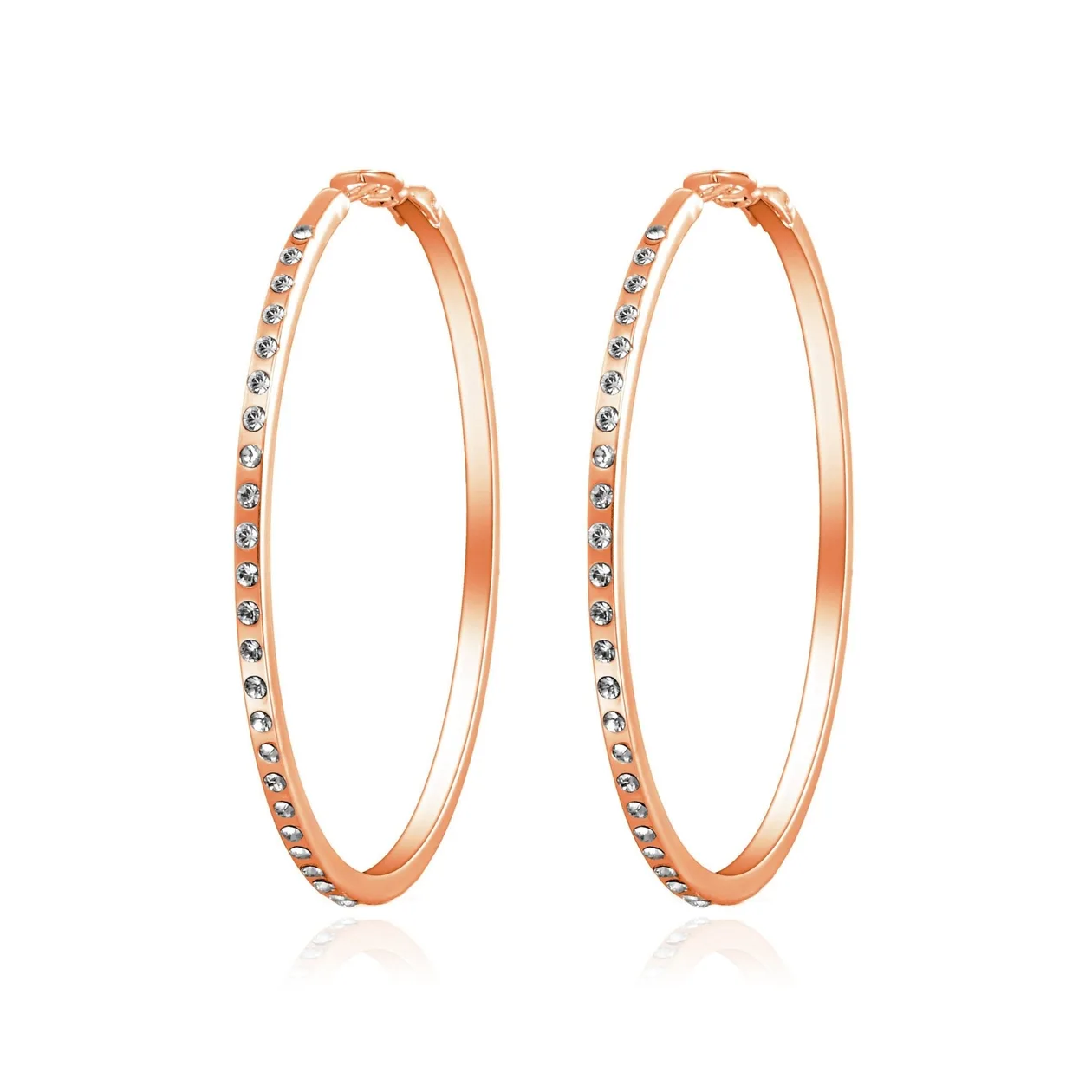 Rose Gold Plated 50mm Hoop Earrings Created with Zircondia® Crystals: the shop's own photo