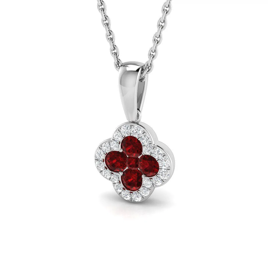 18k White Gold 0.5ct Natural Ruby Pendant with Diamonds - 0.5 Carat / Natural (G-SI2) / 18-k-white-gold: the shop's own photo