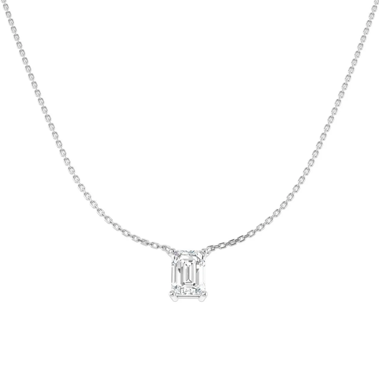 Lab Grown Emerald Cut Diamond Necklace | Solitaire Pendant With Chain - 18k Yellow Gold / 0.20 Carat: the shop's own photo