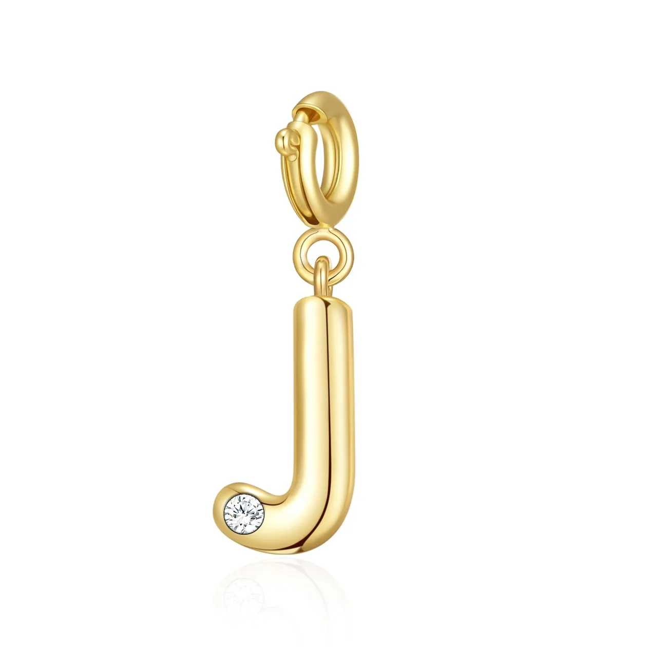18k Gold Plated Clip On Initial Charms Letter A-Z Created with Zircondia® Crystals - J: the shop's own photo