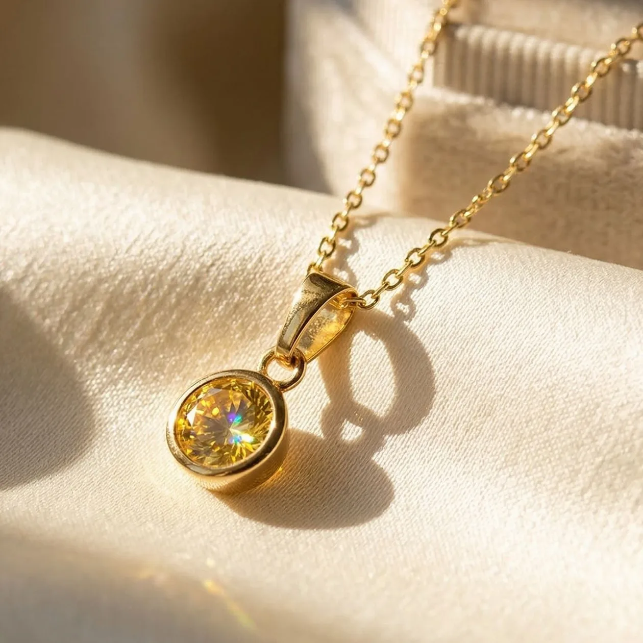 Mini Round Citrine November Birthstone Pendant Necklace: the shop's own photo