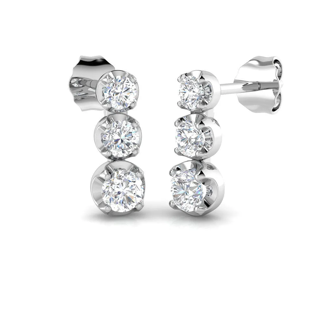 Erlty Luxury Gold Drop & Trilogy Diamond Earrings 0.5ct-1ct - 0.5 Carat / Lab Grown Diamond(D-VVS) / 9k Yellow Gold: the shop's own photo