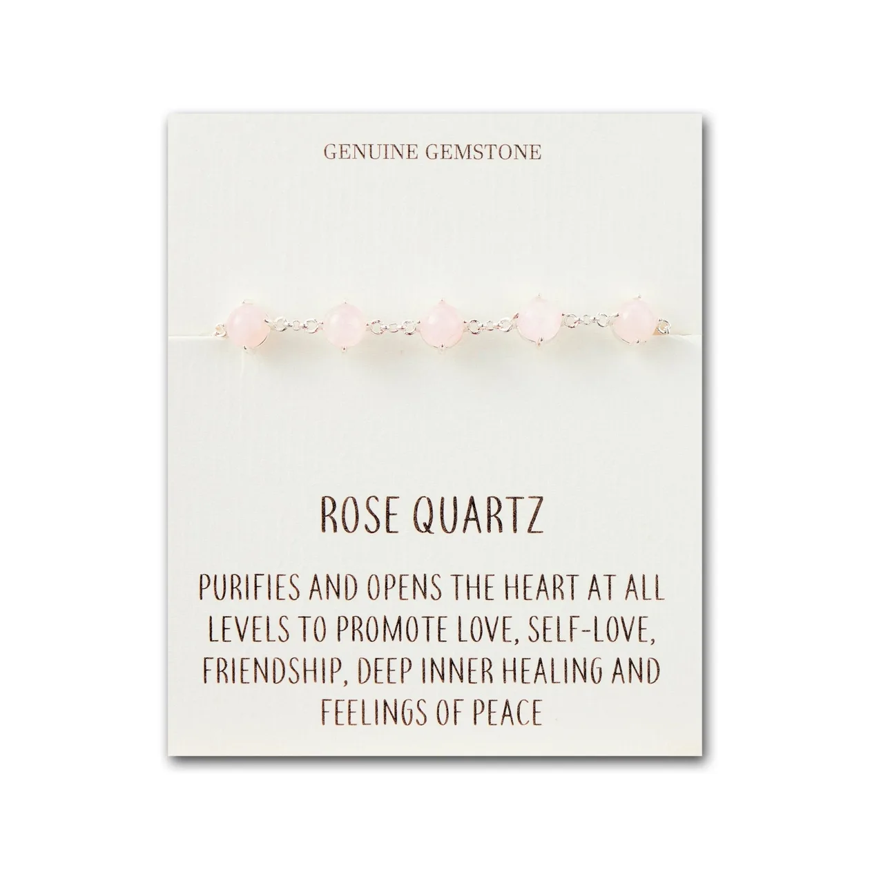 Rose Quartz Gemstone Bracelet with Quote Card: the shop's own photo
