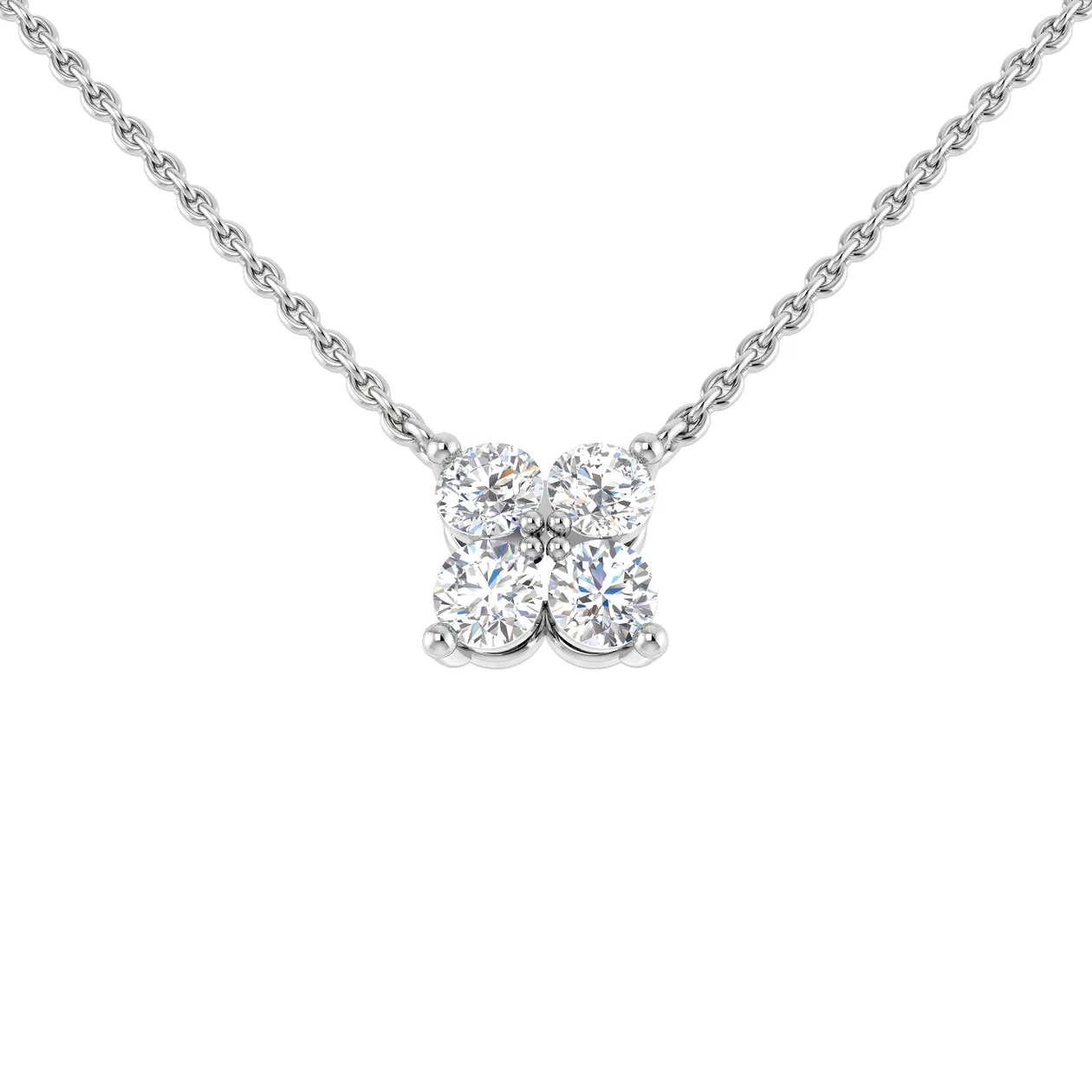 Rose Gold 4-Diamond Cluster Pendant Necklace - 9k White Gold / Natural Diamond(F/SI) / 0.33 Carat: the shop's own photo