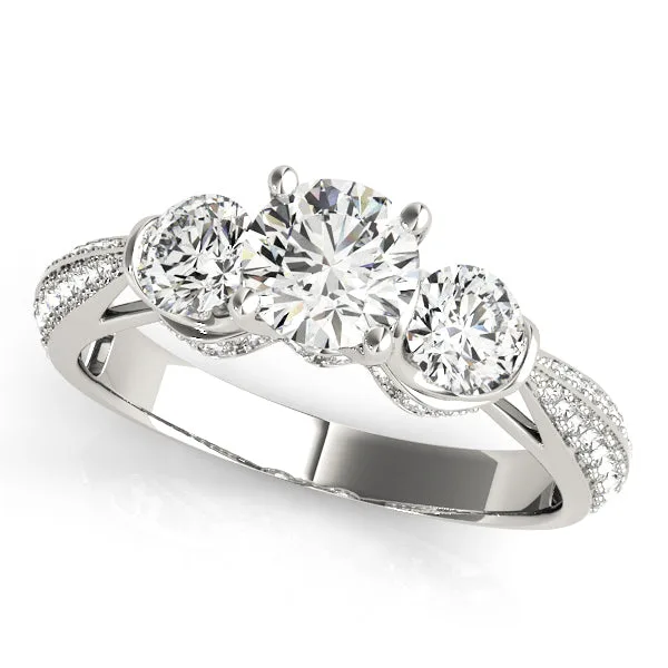 Lab Grown 3 Stone Diamonds Micro-Pave Setting Engagement - 18k Yellow Gold / 0.50 Carat: the shop's own photo
