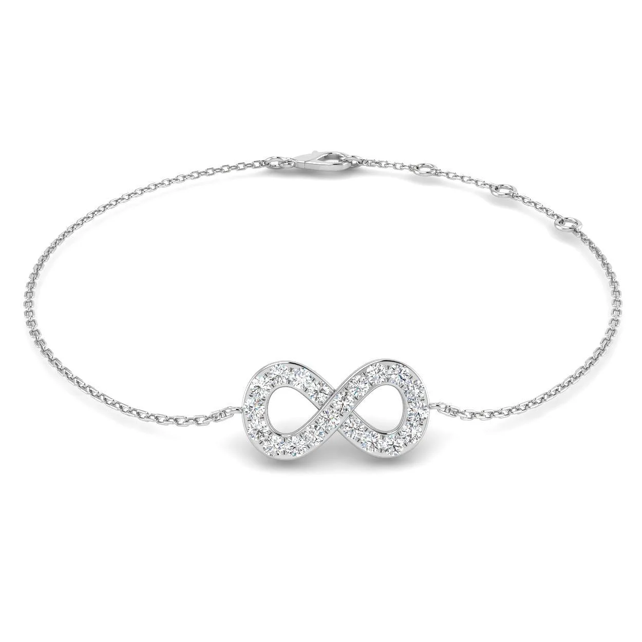 9K Yellow Gold Natural Diamond Infinity Bracelet – Chain Bracelet - Pave Diamonds - 18k White Gold / 0.35 Carat / Lab Grown Diamond: the shop's own photo