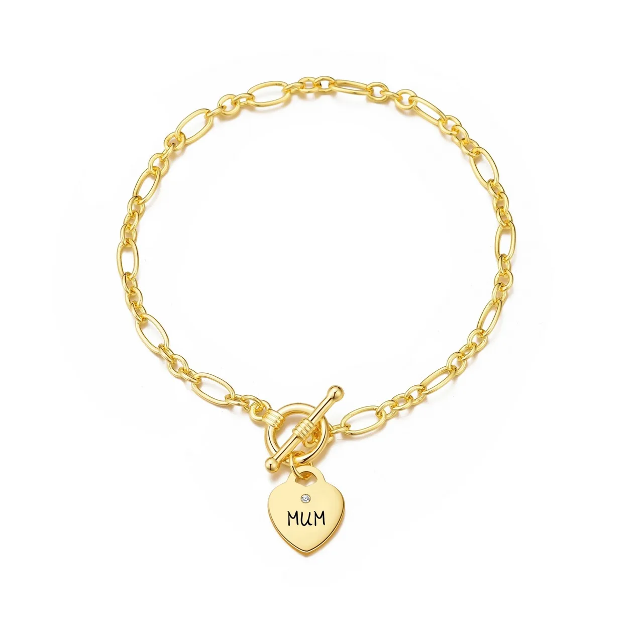 18k Gold Plated Mum Charm Bracelet Created with Zircondia® Crystals: the shop's own photo