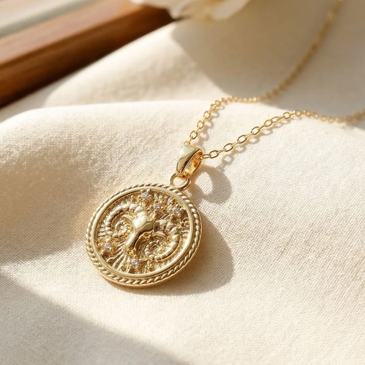 Aries Gold Filled Zodiac Astrology Pendant Charm Necklace: the shop's own photo