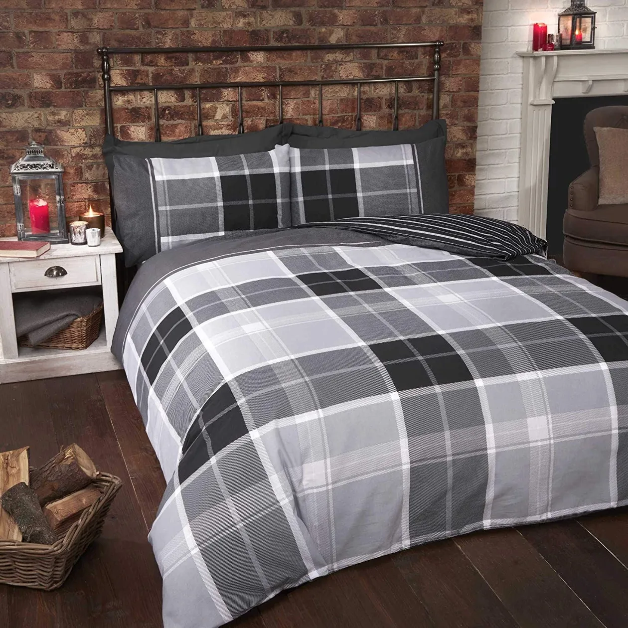 Argyle Duvet Cover Set - Grey / Single: the shop's own photo