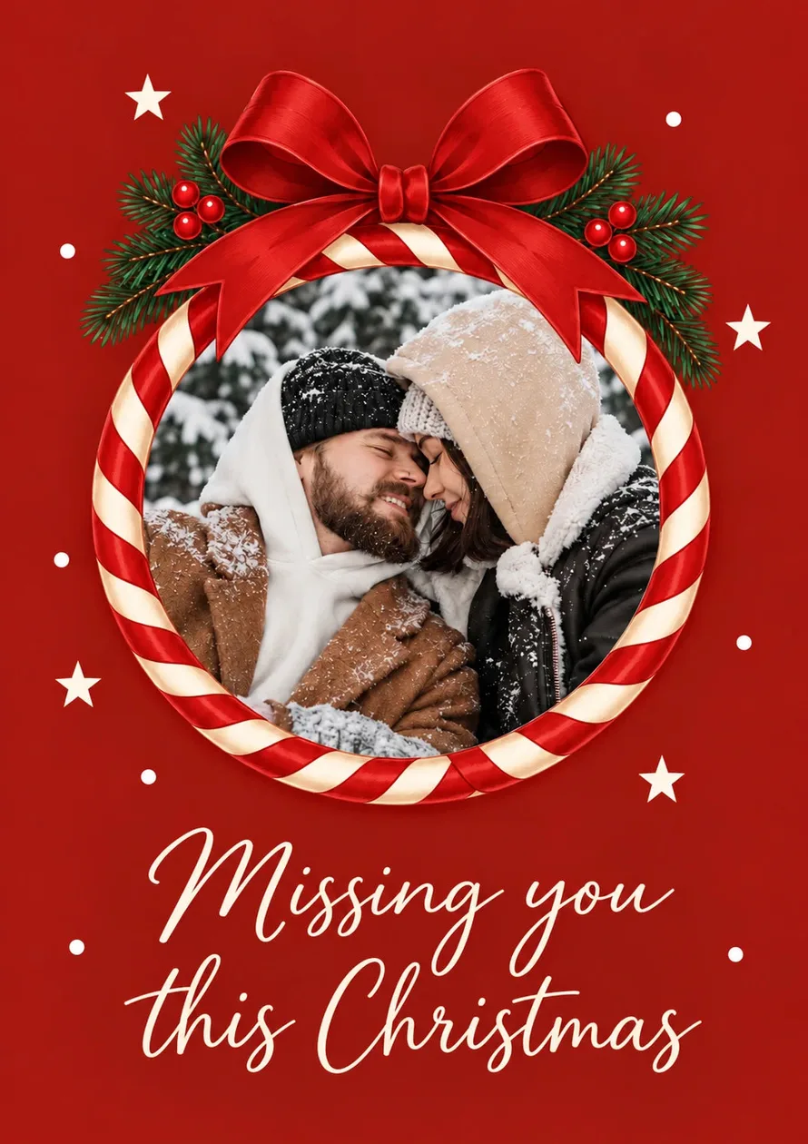 Missing You This Christmas Photo Upload Christmas Card for Husband: the shop's own photo