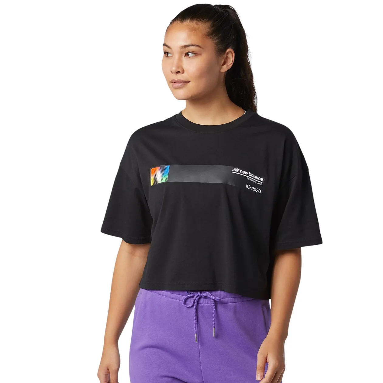 New Balance Womens Optiks Graphic T-Shirt - Black | Size: XS: the shop's own photo