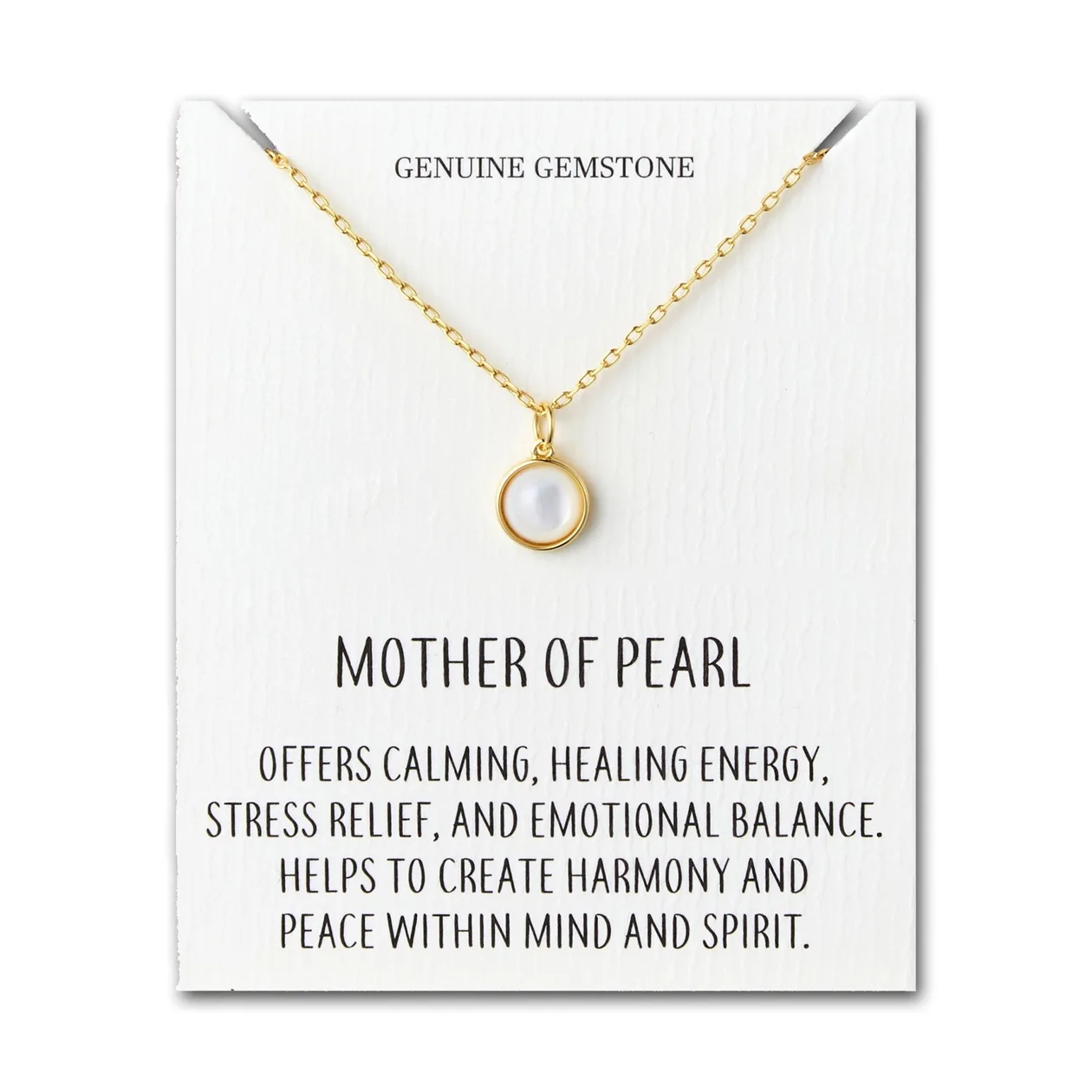 18k Gold Plated Mother of Pearl Necklace with Quote Card: the shop's own photo