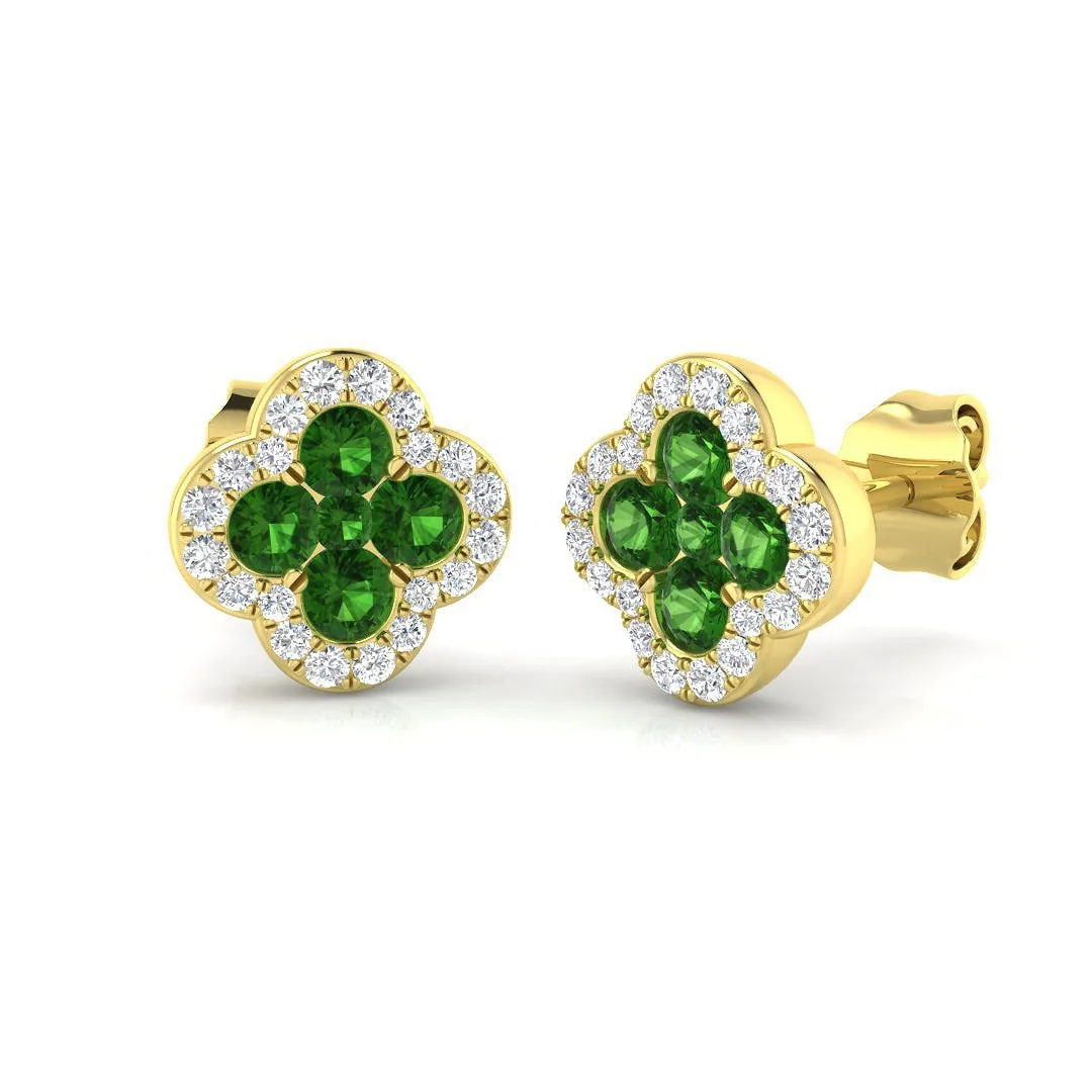 Tsavorite Birthstone & Natural Diamond Stud Earrings | 9K White & Yellow Gold - 18k Yellow Gold / 0.66 Carat: the shop's own photo