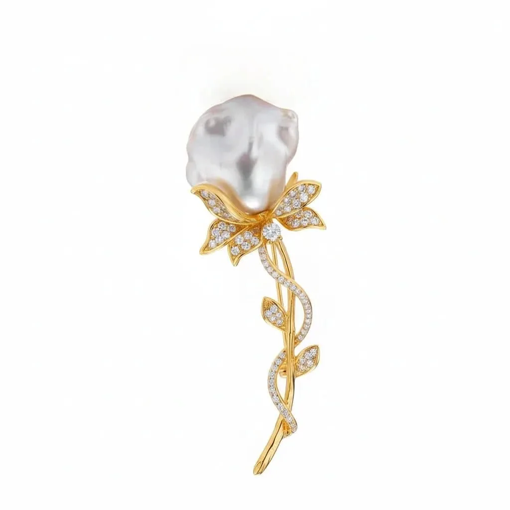 Baroque Pearl Rose Brooch: the shop's own photo