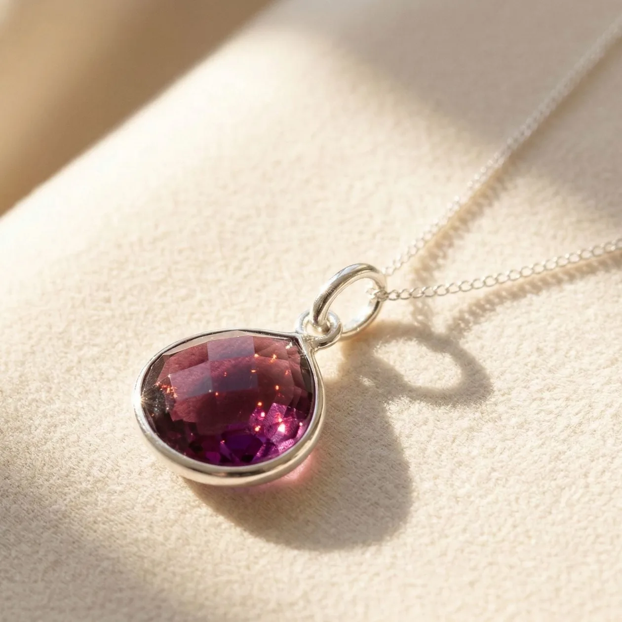 Ruby July Birthstone Sterling Silver Pendant Charm Necklace: the shop's own photo