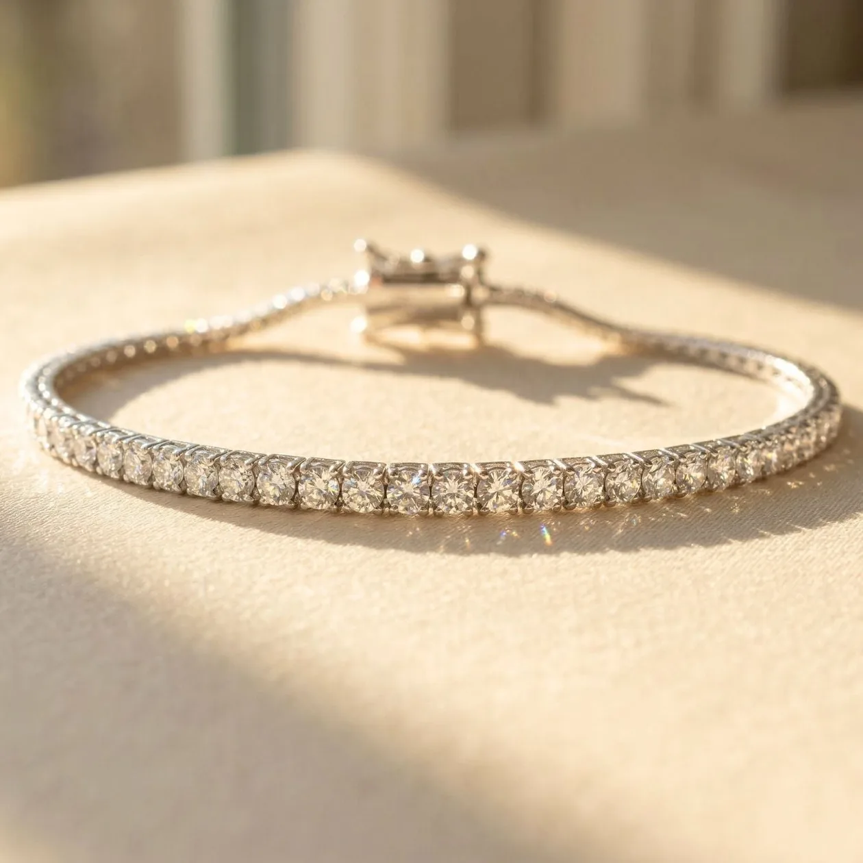 Diamond April Birthstone Sterling Silver Tennis Bracelet: the shop's own photo
