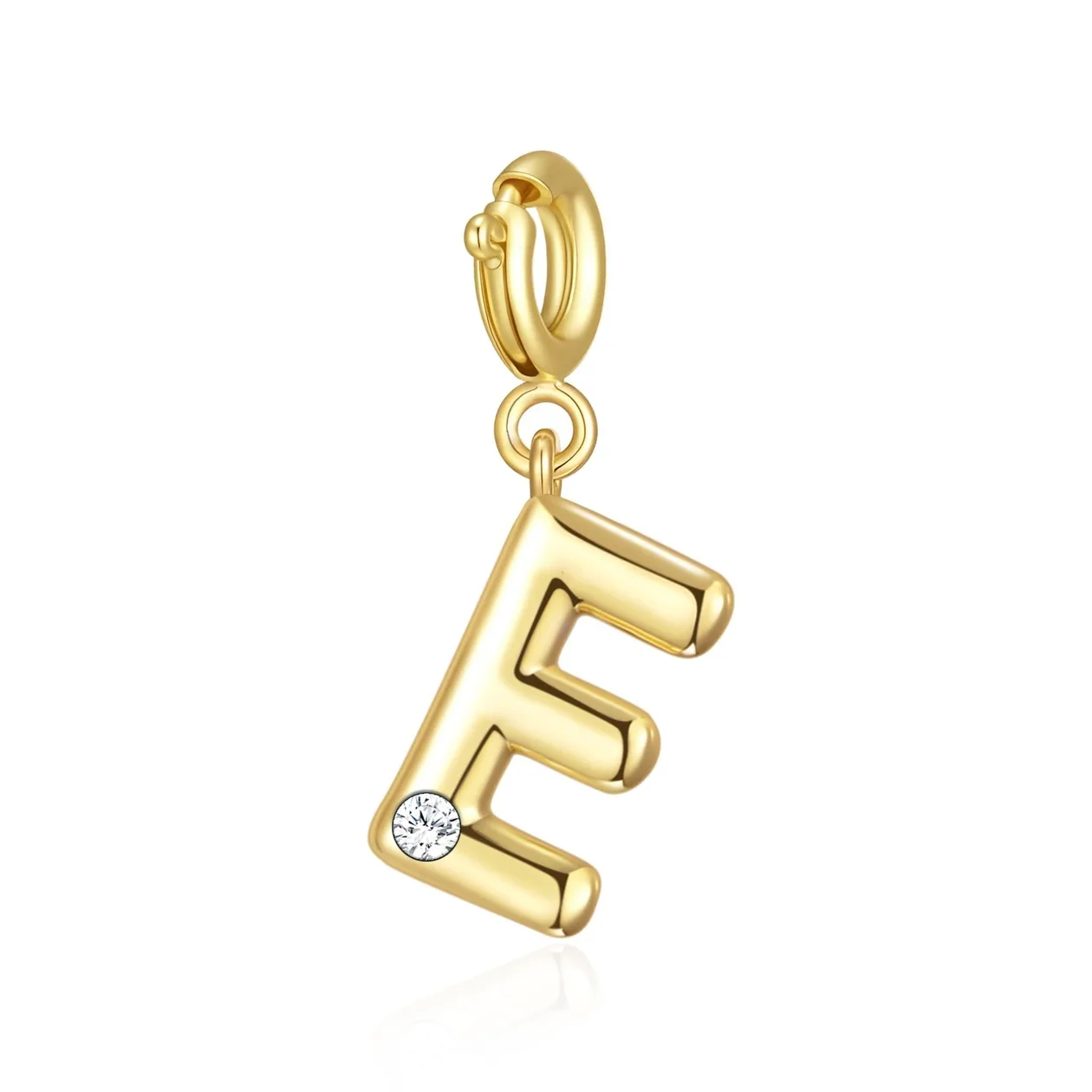 18k Gold Plated Clip On Initial Charms Letter A-Z Created with Zircondia® Crystals - E: the shop's own photo