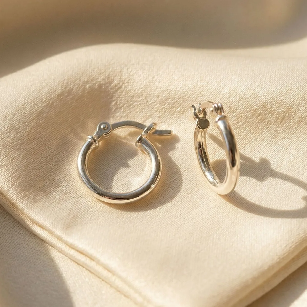Sterling Silver 12mm Sleeper Creole-Hinged Hoop Earrings: the shop's own photo
